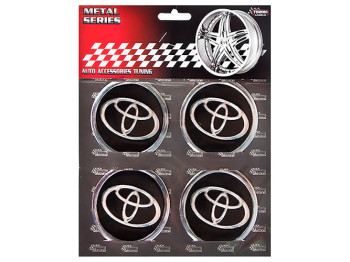 Наклейки на колпаки TOYOTA, 9см, черные, 4шт