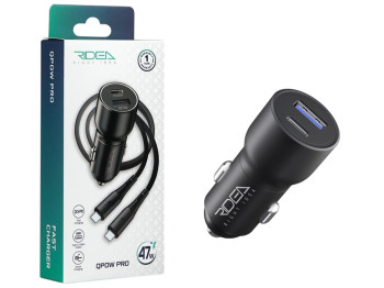Авто Зарядное Устройство Ridea RCC-47114 QPow Pro, 1USB+1USB-C, PD/QC, 47.5W, Type-C to Type-C