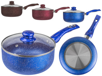 Сотейник со стеклянной крышкой Stenson "Мраморная крошка" D20см 2,4л (цвета ассорти)