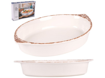 Форма для запекания Stains, керамика, 2,0л, 36×23×6см, цвет белый с коричневым кантом
