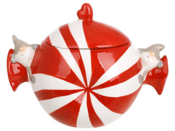 Банка для сладостей Candy, керамика, 1200 мл, 23,5×12,3×17,3 см, цвет красный с белым