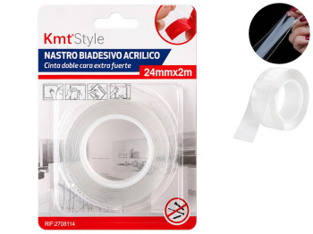 Двусторонний скотч KmtStyle, акриловый, прозрачный, 2,4 см × 2 м