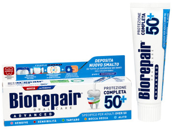 Зубна паста Biorepair Advanced Protezione Completa 50+ для комплексного захисту без фтору, 75 мл