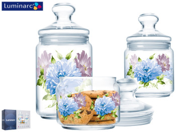 Набор банок 3 предмета Luminarc Club Floria 500мл, 750мл, 1л 52011
