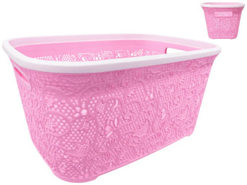 Корзина для белья Dantel, с рамой, пластик, 40л, 53×37×25см, цвет розовый