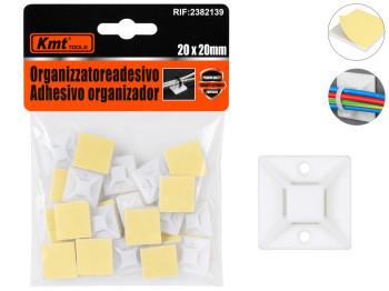 Крепления самоклеящиеся для стяжек Kmt Tools, пластик, 2×2см, 28шт, (цена за набор)