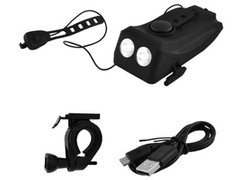 Велосипедный фонарь FY-319-2LM (5W), ЗУ micro USB, встр. аккумулятор, звонок + крепление под телефон