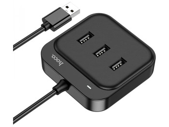Хаб USB Hoco HB31 Easy 4-in-1 converter(USB to USB3.0+USB2.0*3)(L=1.2M) Колір Чорний