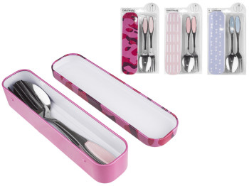 Набор ложка и вилка в футляре 15х3,8х2,5см