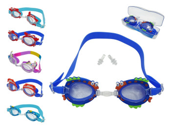 Окуляри для плавання дитячі, силіконові, у футлярі, 6 дизайнів (ціна за 1шт)