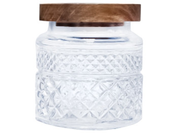 Ємність кругла, з деревяною кришкою, 500мл