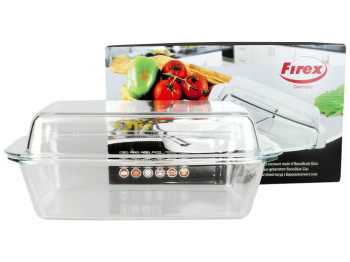 Противень термостекло Firex прямоугольный с крышкой 3л