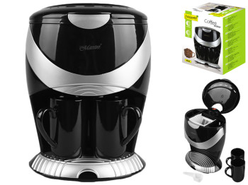 Кофеварка Maestro 600Вт, фарфоровые термо-чашки 2шт, многоразовый фильтр