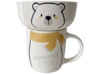 Набор посуды детский Limited Edition Happy Bear, чашка, пиала, фарфор, цвет белый (цена за 2 пред)