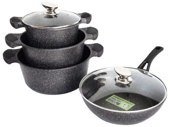 Набір посуду Benson, з антипригарним покриттям, чорний (ціна за 8 предметів)