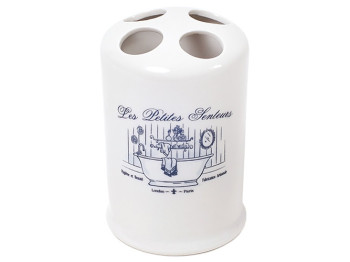 Стаканчик фарфоровый с делениями для зубных щеток, 13,4см, цвет – белый