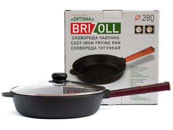 Сковорода чугунная Brizoll "Optima-Bordo" ст.крышка, съем. ручка D28см, 54,1х28,8х12,4см О2860-Р2-С