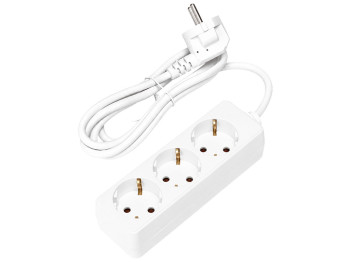 Удлинитель, 3 розетки, 5м, 3G1,5мм², цвет белый