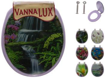 Сидіння з кришкою для унітазу м'яке Vanna Lux колір бузковий з малюнком