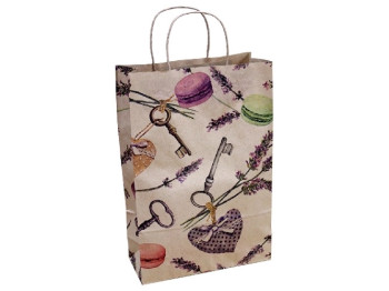 Пакет подарочный крафт Ключик на буром 24х10х37см