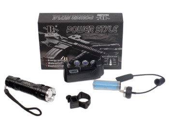 Тактический фонарь BAILONG с креплением на оружие и выносной кнопкой, оптический зум.