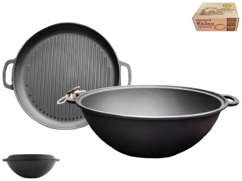 Казан узбекский WOK с крышкой-сковородой гриль, 8л