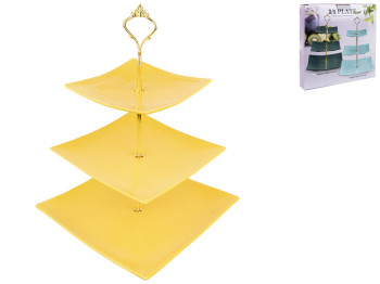 Фруктовница фарфоровая трехярусная Yellow silk 6/8/10 (15/20/25,5см)