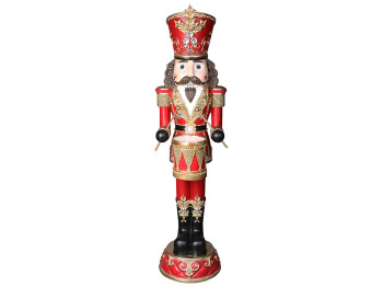 Декоративная фигура Щелкунчик, 34x32x122см, цвет - красный с золотом