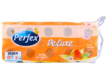 Папір туалетний Boni Perfex Deluxe Персик, 3 шари, 10 рулонів, 150 відривів, колір білий