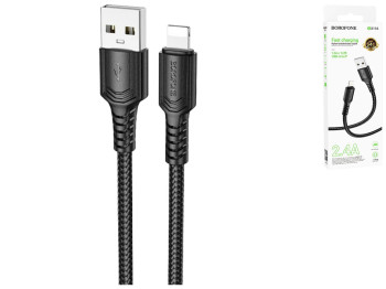 Кабель USB Borofone BX116 Lightning 2.4A, 1м, цвет черный