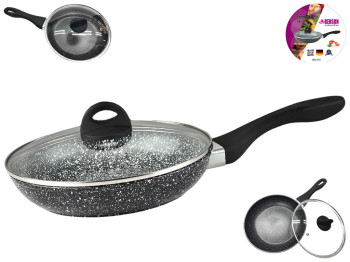 Сковорода з кришкою Benson, алюміній, гранітне антипригарне покриття, 26см (індукція)