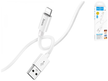 Кабель USB Hoco X87 Magic silicone Lightning, Бiлий