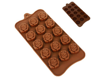 Форма силиконовая для конфет Stenson Роза на 15 емкостей 22х10,5х1,5см