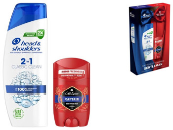 Подарочный набор Шампунь Head&Shoulders 2в1, 330мл + Дезодорант Old Spice Captain, 50мл