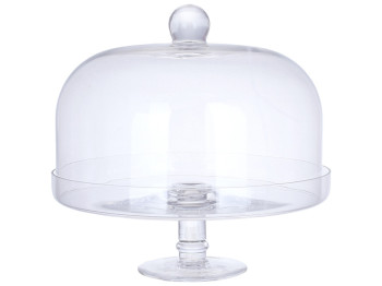 Блюдо стеклянное на ножке с крышкой, D30х29см