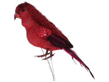 Декоративная птица Попугай, 12см, цвет – красный