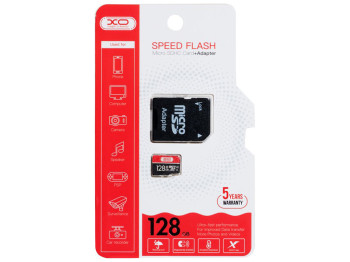 Карта Памяти XO MicroSDXC 128gb 10 Class & Adapter Цвет Чёрно-Красный