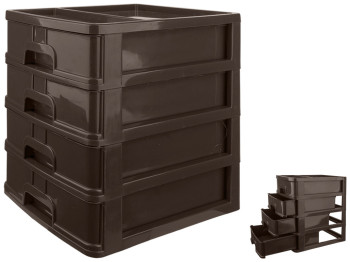 Комод настольный R-Plastic "А4" на 4 ящика, 35x25,5x38см, коричневый