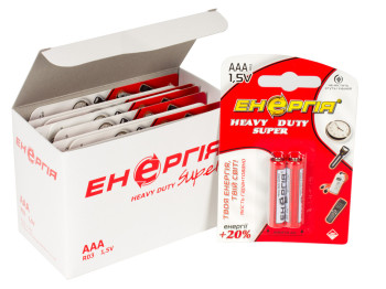 Батарейка солевая Енергiя, 1.5V, AAA, R03 (цена за лист 2шт)