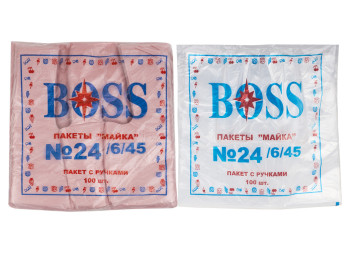 Кульок із ручками типу майка Boss (100шт) 125гр 24x45см