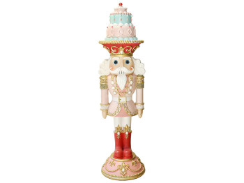 Декоративная фигура Щелкунчик, 25x24x91,5см, цвет - розовый с золотом