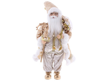 Новогодняя фигура Санта с подарками, цвет - золотистый шампань с пайетками, 45см