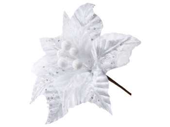 Бархатный цветок Пуансеттия, D26см, цвет - белый