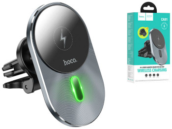 Автодержатель Hoco CA91 Magnetic Wireless 15W, Цвет Серый