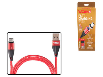Кабель магнитный VOIN USB - Type C 3А, 1m, red (быстрая зарядка/передача данных)
