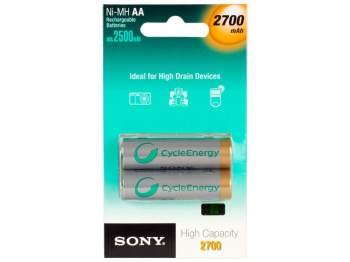 Аккумулятор Sony, 1,2V, AA, технология Ni-MH 2700mAh (цена за упаковку 2шт, 1 лист)