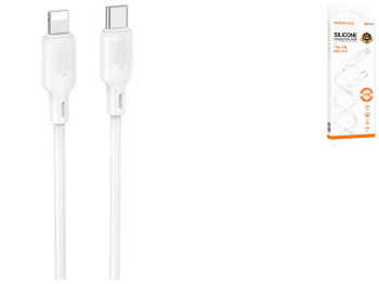 Кабель USB Borofone BX113 Silicone Type-C to Lightning PD27W Колір Бiлий