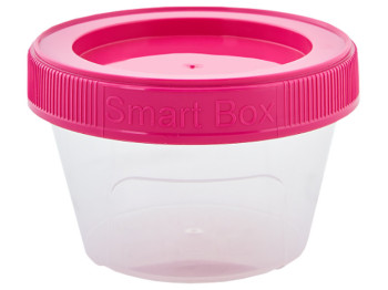 Контейнер "Smart Box" круглый прозрачный 200мл (крышка малиновая) 124083/12640