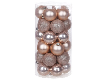 Набор елочных шаров, 5см, цвет - пудровый (цена за набор 30шт)