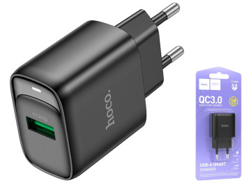 Сетевое зарядное устройство Hoco C140A 1USB QC 18W, цвет черный